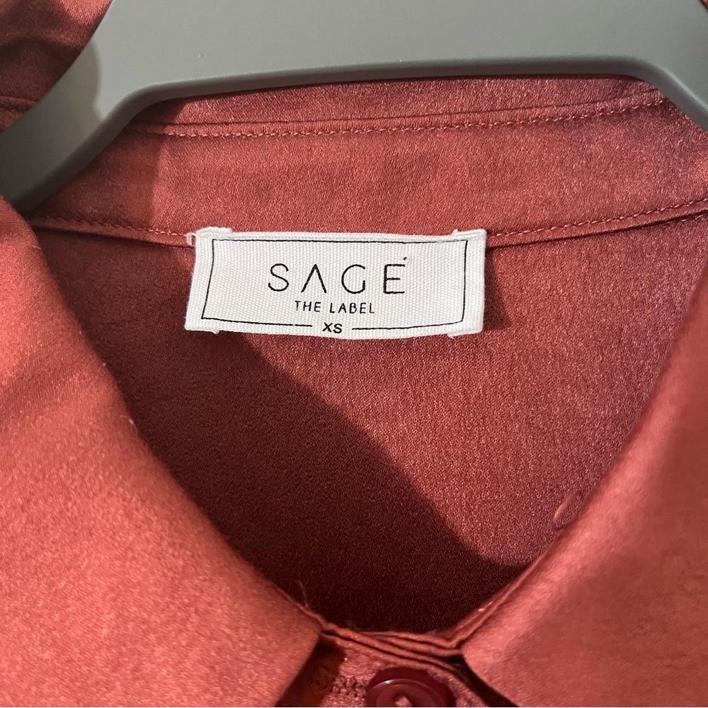 'Sage The Label' Oversized Satin Tunic Top / Rust / Size XS / GUC - Picture 3 of 12